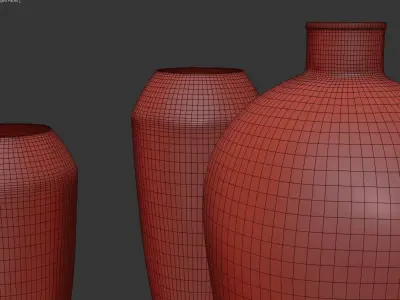 Rh Brass Teardrop Vase Collection 3D model