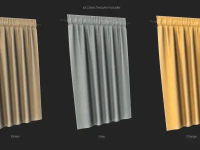 Curtain with Rod Low-poly 3D model
