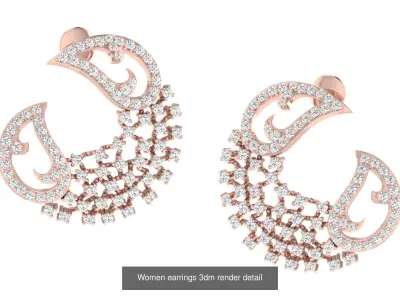 6 High Jewelry Galaxy Style Diamond Earrings 3dm renders details 3D Model Pack