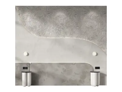 Headboard bedroom kit Nightstand lamp wavy panel 3D model