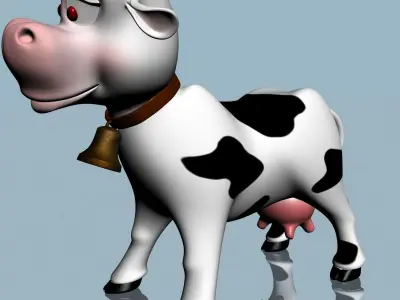 cartoon Cow Rigged Low-poly 3D model