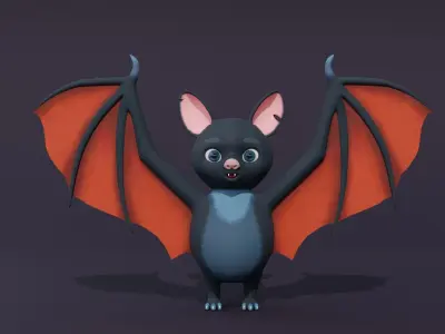 Cartoon Bat Low-poly 3D model