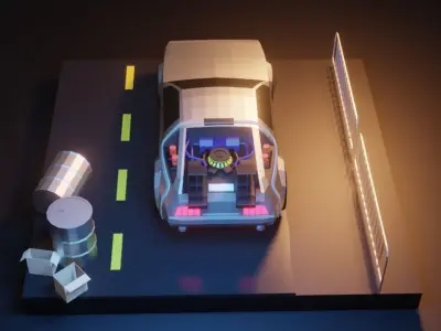 Delorean Isometric Car  Low-poly 3D model