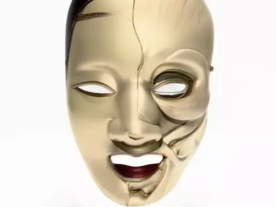 Japanese Broken Beauty Ubume  Nipponese mask toy 3D print model