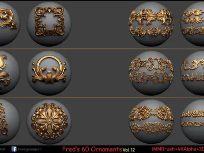 Fred ORNAMENT BRUSH Vol 12-IMMBRUSH-3dModels-4kAlpha Low-poly 3D model