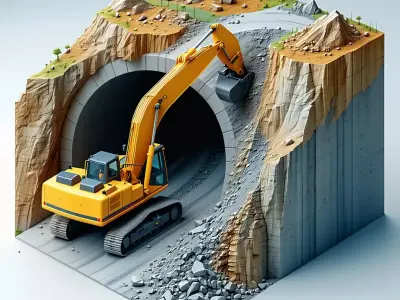 Isometric Excavator Tunnel Construction Scene Low-poly 3D model
