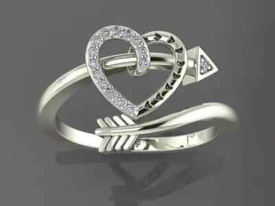 anillo tipo flecha corazon  3D print model