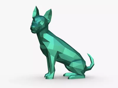 jack russell terrier low poly 3D print model