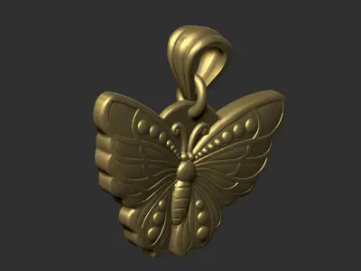 butterfly gold pendant 3D print model