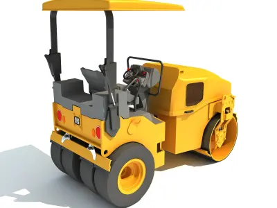 Compact Tandem Vibratory Road Roller 3D model