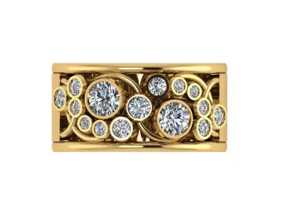 Ring182 gold ring with diamonds 3D print model