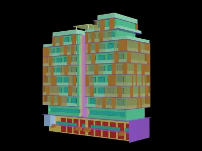 Exterior Design Modeling of a Building Low-poly 3D model