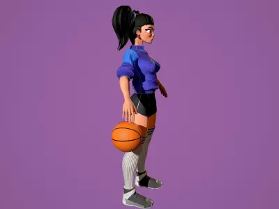 Basket girl Low-poly 3D model