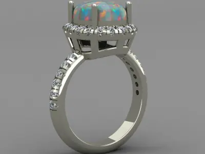 Opal Engagement Ring For Women 3d Print Model Free 3D print model