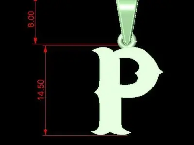 P alphabate pendant  3D print model