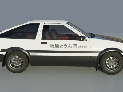 Toyota Trueno AE86 Initial D stylized Low-poly 3D model