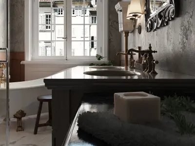 Charming French Country Bathroom Design - Corona Render  3D model