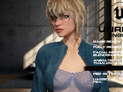 Casual girl full rigged - game ready - animated Low-poly 3D model