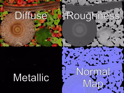 Ornamental Clay Planter model pack Low-poly 3D model