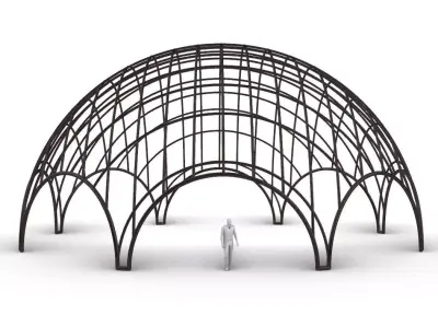 Octagonal Dome with Diagonal Wireframe Structure 3D model