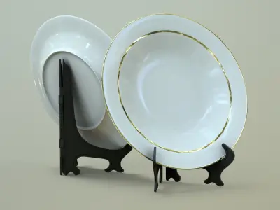 Plate with Stand Low-poly 3D model