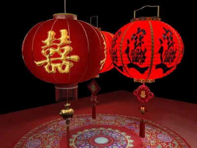 Chinese red lantern  3D model 53