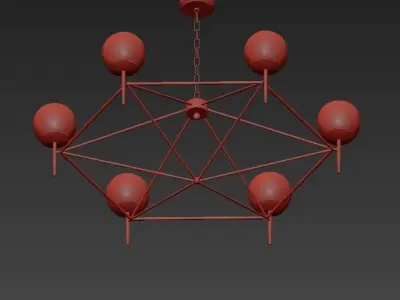 Rowan chandelier with balls hanging from it 3D model