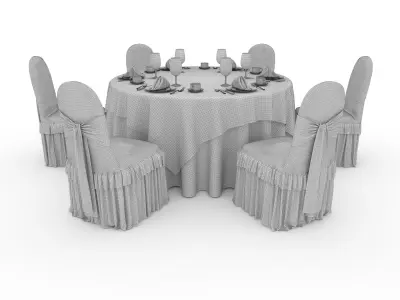 Banquet Table and Chair 72 3D model