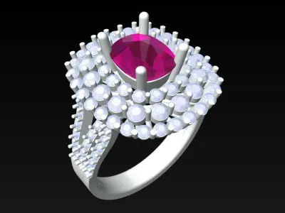 Oval Stone Ring - Womens Rings - N3492 3D print model