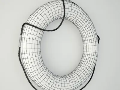 Vintage 1950s Red and White Nautical Life Preserver 3D model