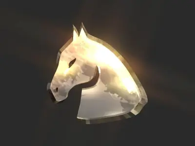 3D 2D horse head decoration Low-poly 3D model