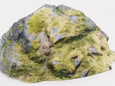 Rock with Moss - Scanned Low-poly 3D model