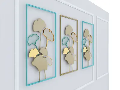 Decorative plants with gold stainless  m12 3D model
