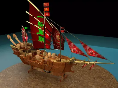 Chinese dragon  ship  3D model