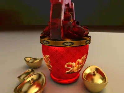 Chinese gold Ingot bucket  3D model
