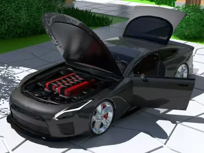 Generic Super Sports 2 Door Coupe  With Sport Package Low-poly 3D model