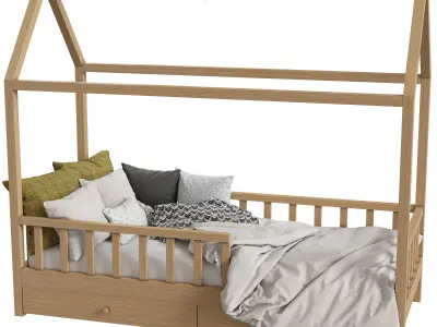 Childrens bed with columns  3D model