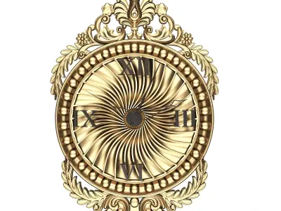 Classic Wall Clock 011 Gold Low-poly 3D model