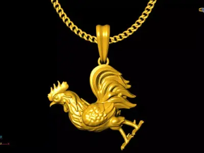 chicken pendant charms - one inch pendant 3D print model