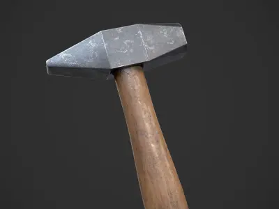 Old Damaged Hammer AAA Game Ready Prop Asset Low-poly 3D model