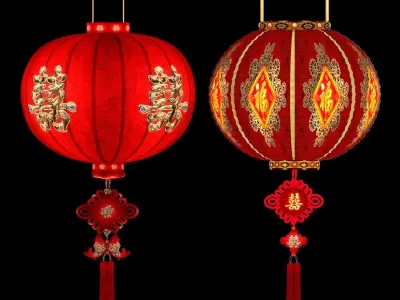 Chinese red lantern  3D model 23