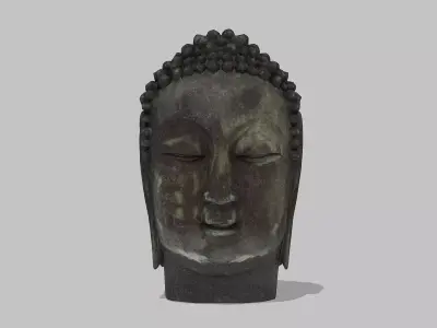 Chinese-style Buddha head sculpture  Free low-poly 3D model