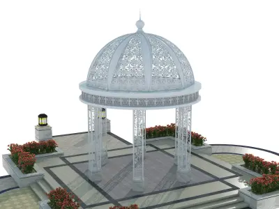 Circular metal carved pavilion 3D model