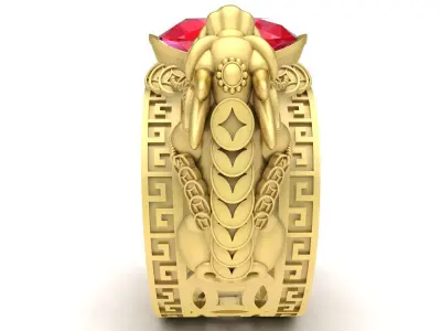 Luxury Dragon Head Oval Ruby Ring for Men 3766 3D print model