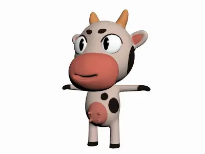 Cartoon Cow Character Low-poly 3D model