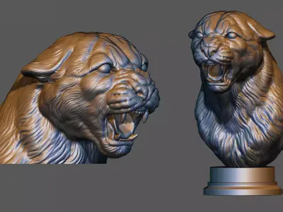 Puma cougar roar head 3D print model