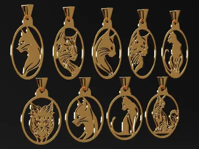 Cat necklace Low-poly 3D model