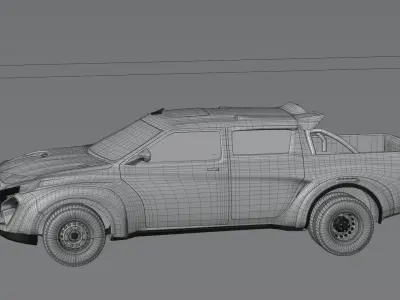 car 4x4 pickup truck 4 doors 3D model