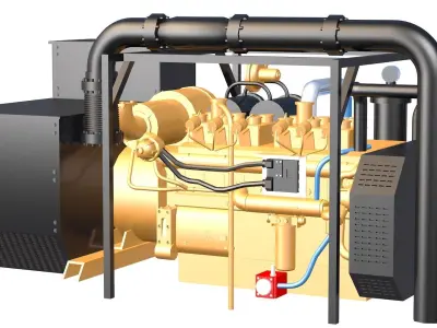 Industrial Generator Black and Yellow 3D model