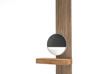 The modern decorative bathroom mirror and sink Low-poly 3D model